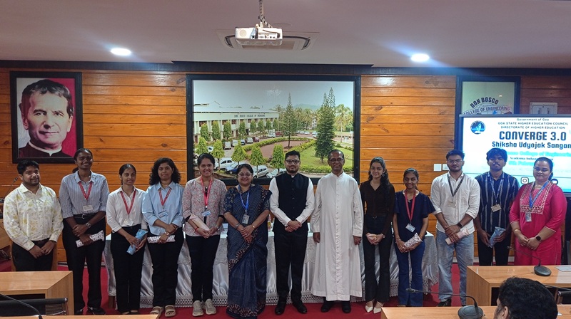 CodeMax representatives at the Converge 3.0 Shiksha Udyojak Sangam event at Don Bosco College of Engineering, Goa